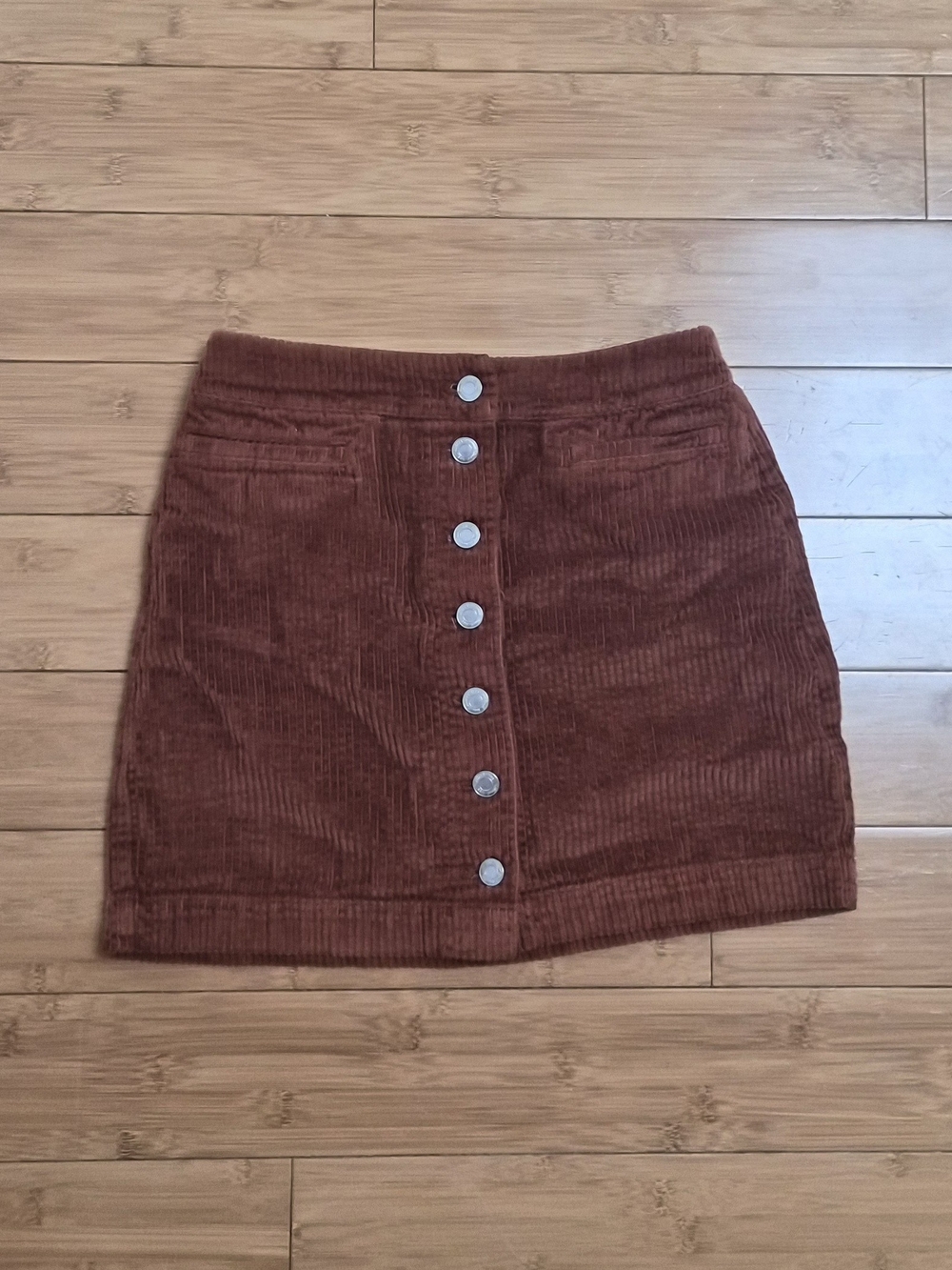 Aritzia Wilfred Rust Brown Corduroy Button-Front Mini Skirt